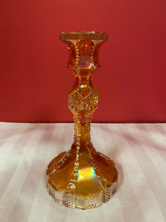 Imperial Marigold Glass Candle Stick Holder