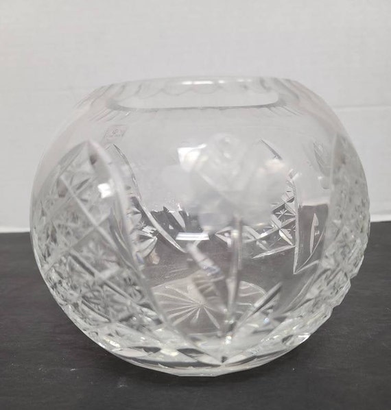 Cut Crystal Rose Pattern Vase