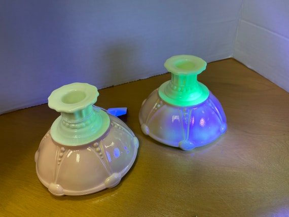 Candle holders custard glass