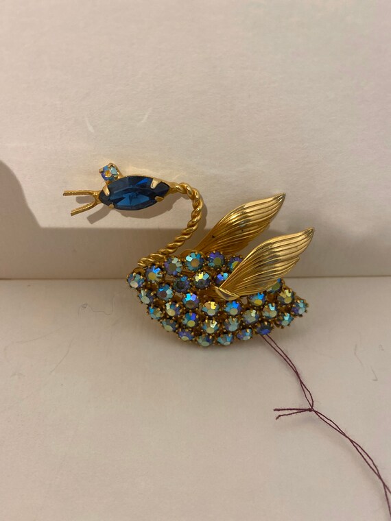 Swan brooch signed
