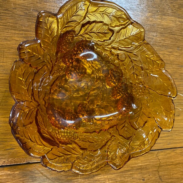 Amber Carnival Glass Candy Dish