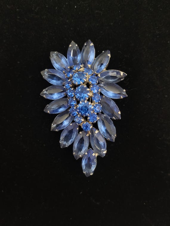 Blue Rhinestone Brooch