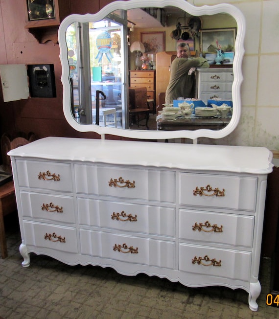 French Provincial Dresser and Mirror by Bassett