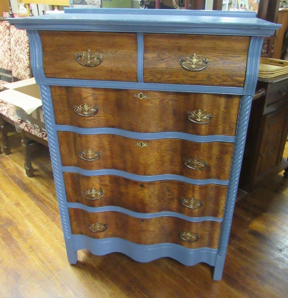 Antique Oak Tall Dresser Restyled Etsy