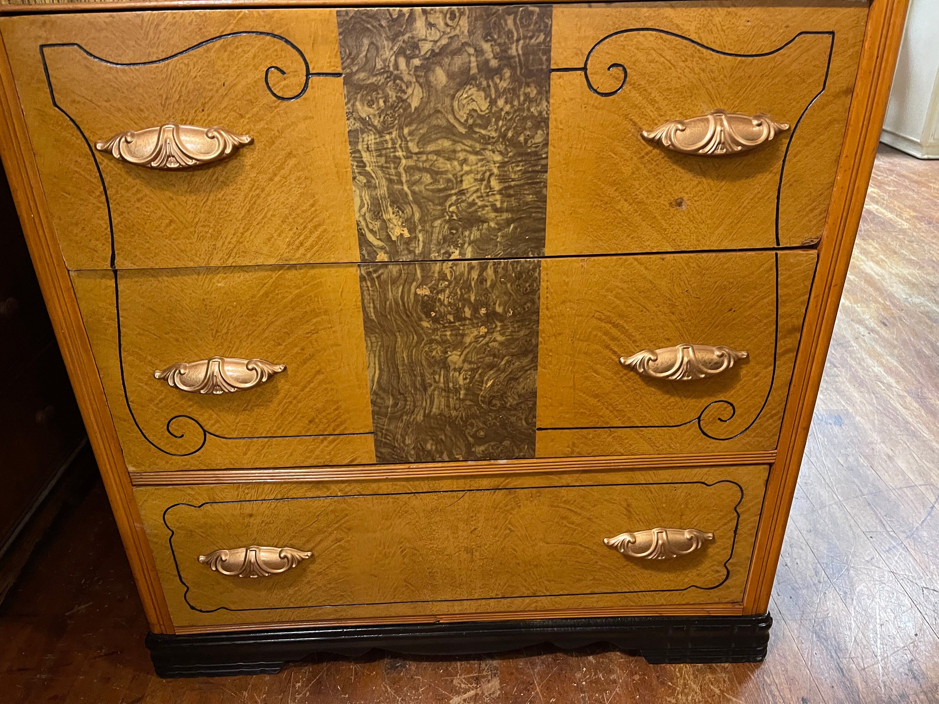 Art Deco Waterfall Highboy Dresser