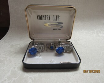 Vintage French cufflinks and tie clasp