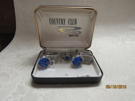 Vintage French cufflinks and tie clasp