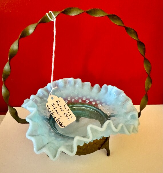 Fenton blue hobnail candy dish