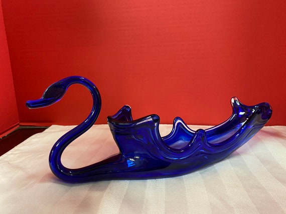 Cobalt Blue Art Glass Swan