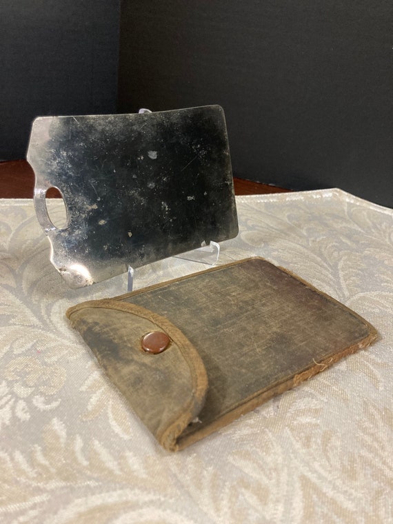 WWII Metal Mirror w Cloth Case