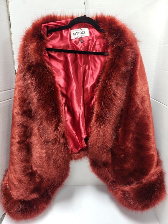 Maroon Fax Fur Cape