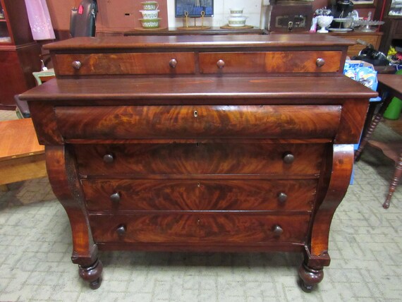 Antique Empire dresser with burled wood
