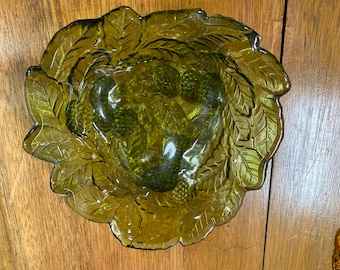 Carnival Glass Green Candy Dish