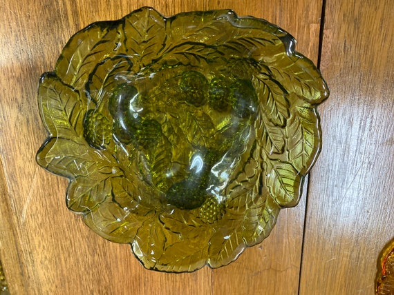 Carnival Glass Green Candy Dish