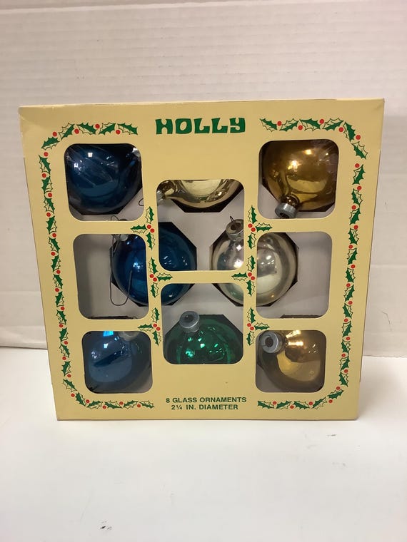 Holly Glass Ornaments