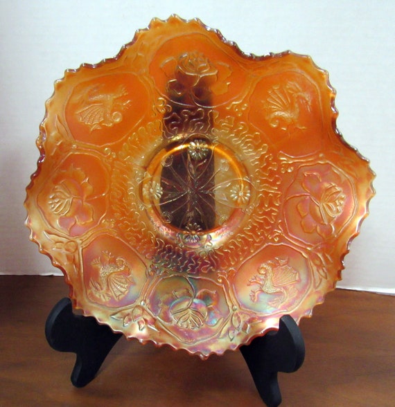 Fenton Dragon and Lotus Marigold Carnival Glass bowl