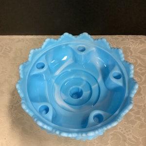Blue Hobnail Candle Holder