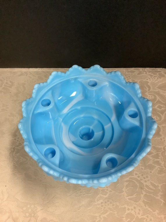 Blue Hobnail Candle Holder