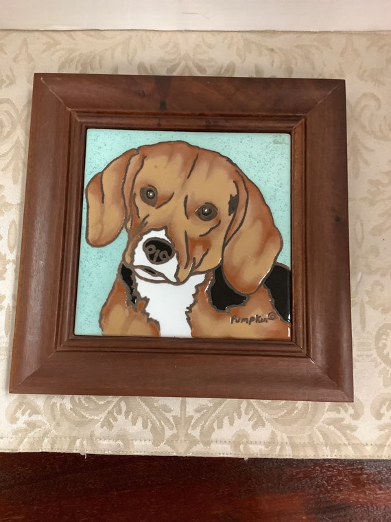 Beagle Dog - Hand Painted tile by Pumpkin Tile