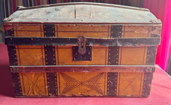Antique doll steamer trunk