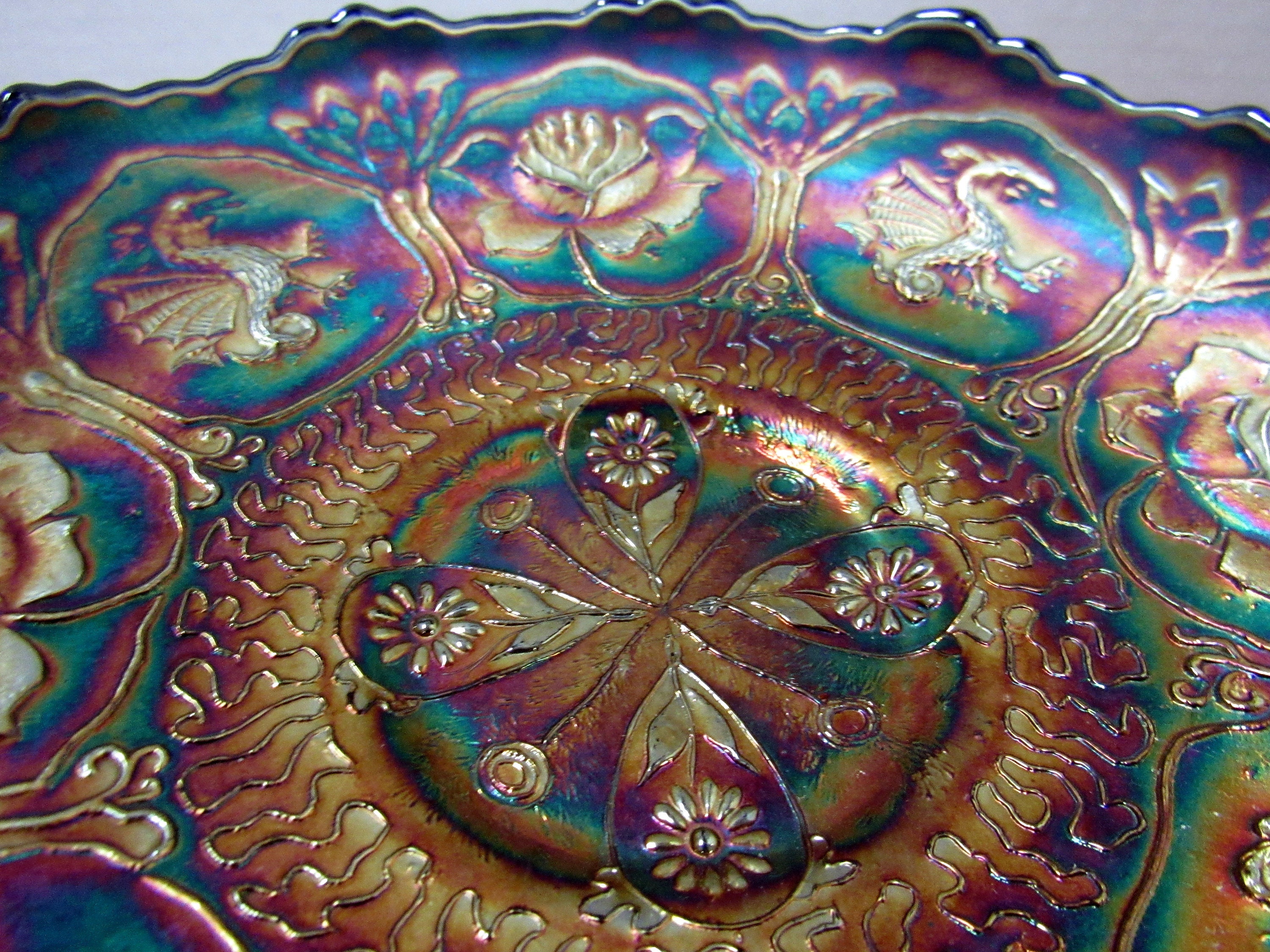 Fenton Dragon and Lotus Carnival Glass bowl