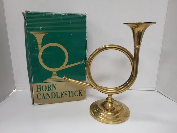 Brass Horn Candlestick Holder