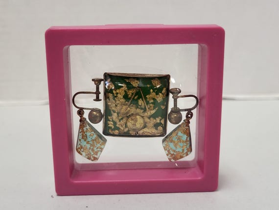 Gold Flakes Bolo Tie & Earrings