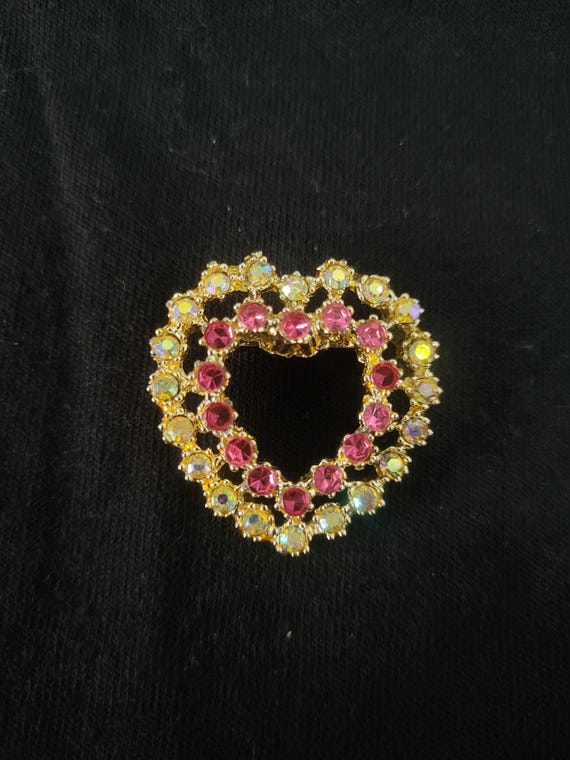 Heart Shaped Rhinestone Brooch