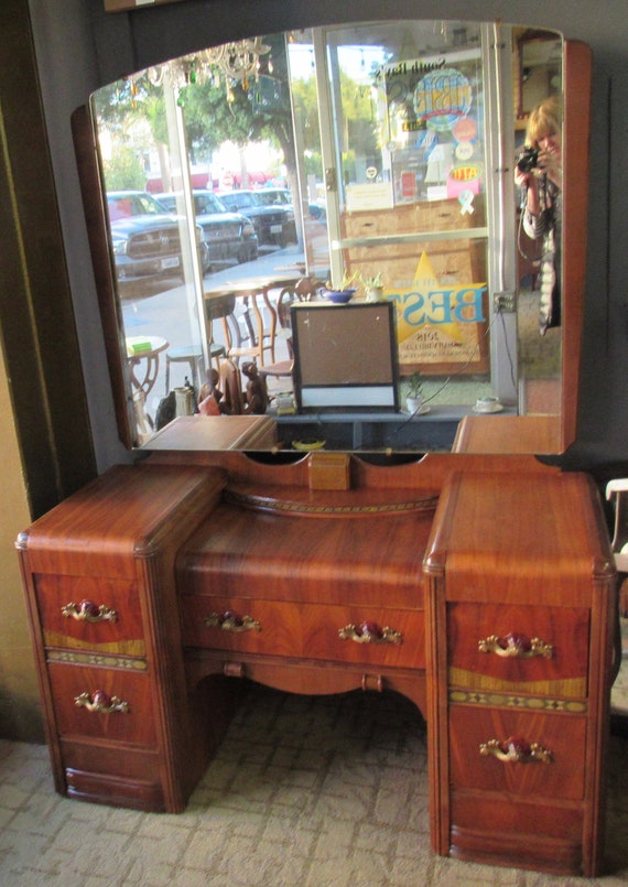 Art Deco Waterfall Vanity, Mirror and bench