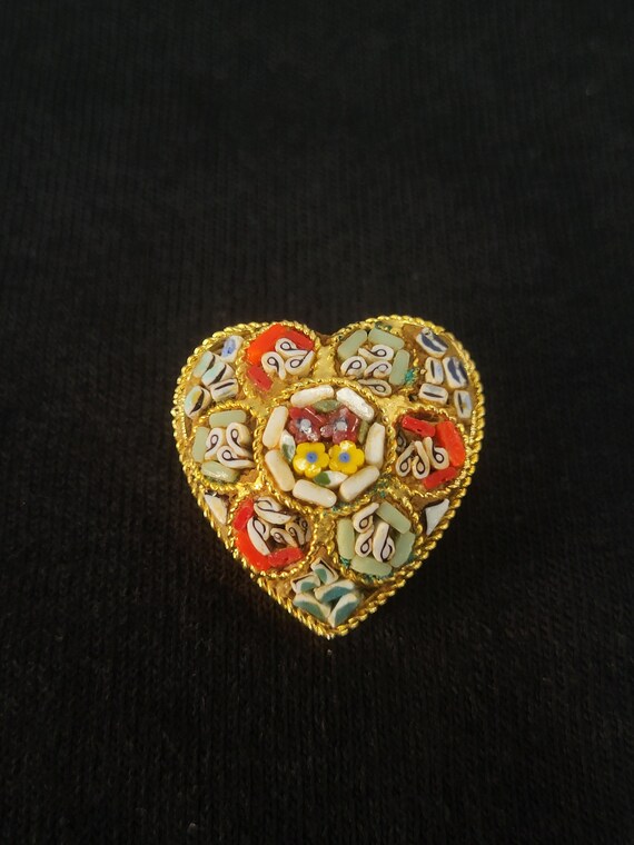 Micro Mosaic Heart Brooch