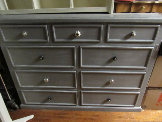 Vintage big dresser shabby chic gray