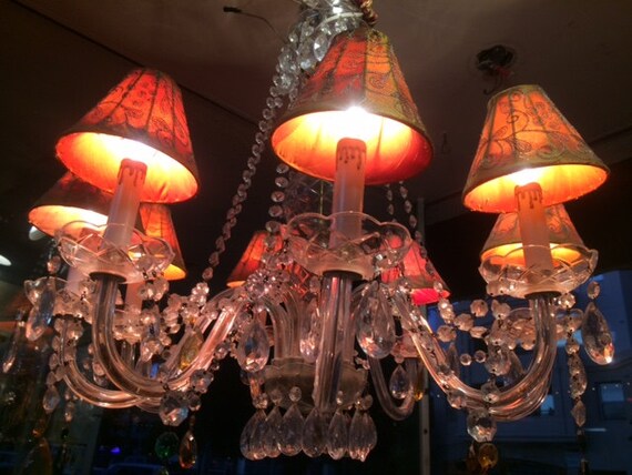 Glass Chandelier vintage with eight lights