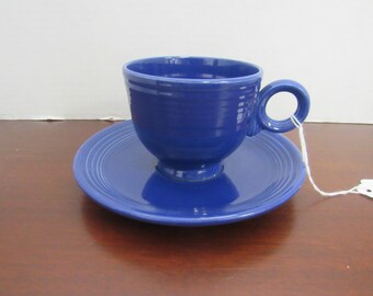 Fiesta cobalt blue cup and saucer