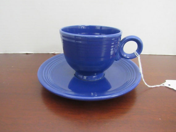 Fiesta cobalt blue cup and saucer