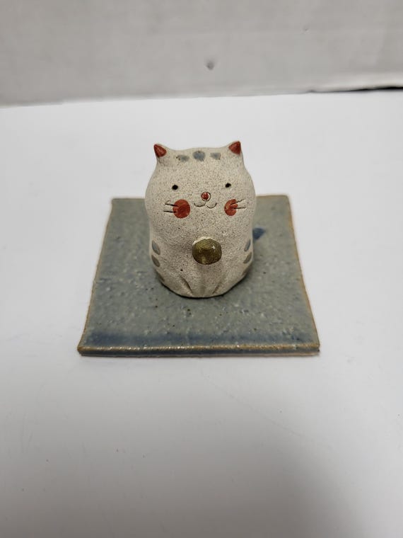 Stoneware Cat Incense Holder