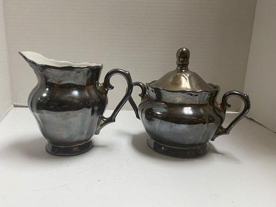 RW Bavaria Dekor Lusterware Creamer and Sugar