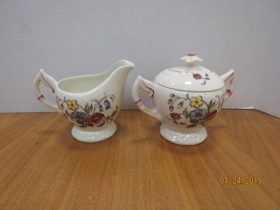 May Flower sugar bowl and creamer