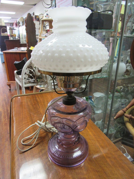Lavendar glass hurricane lamp
