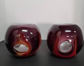 Pair of art glass Spheres