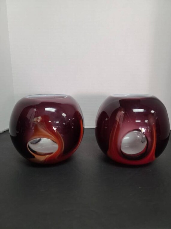 Pair of art glass Spheres