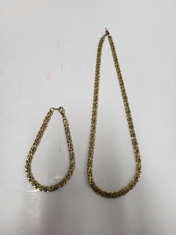 Monet Gold Tone Necklace & Bracelet