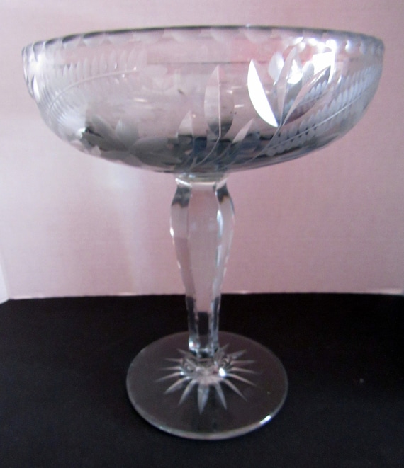 Vintage clear glass compote dish