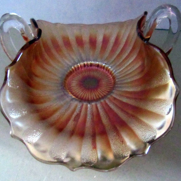 Gold Carnival Glass Candy Dish Etsy