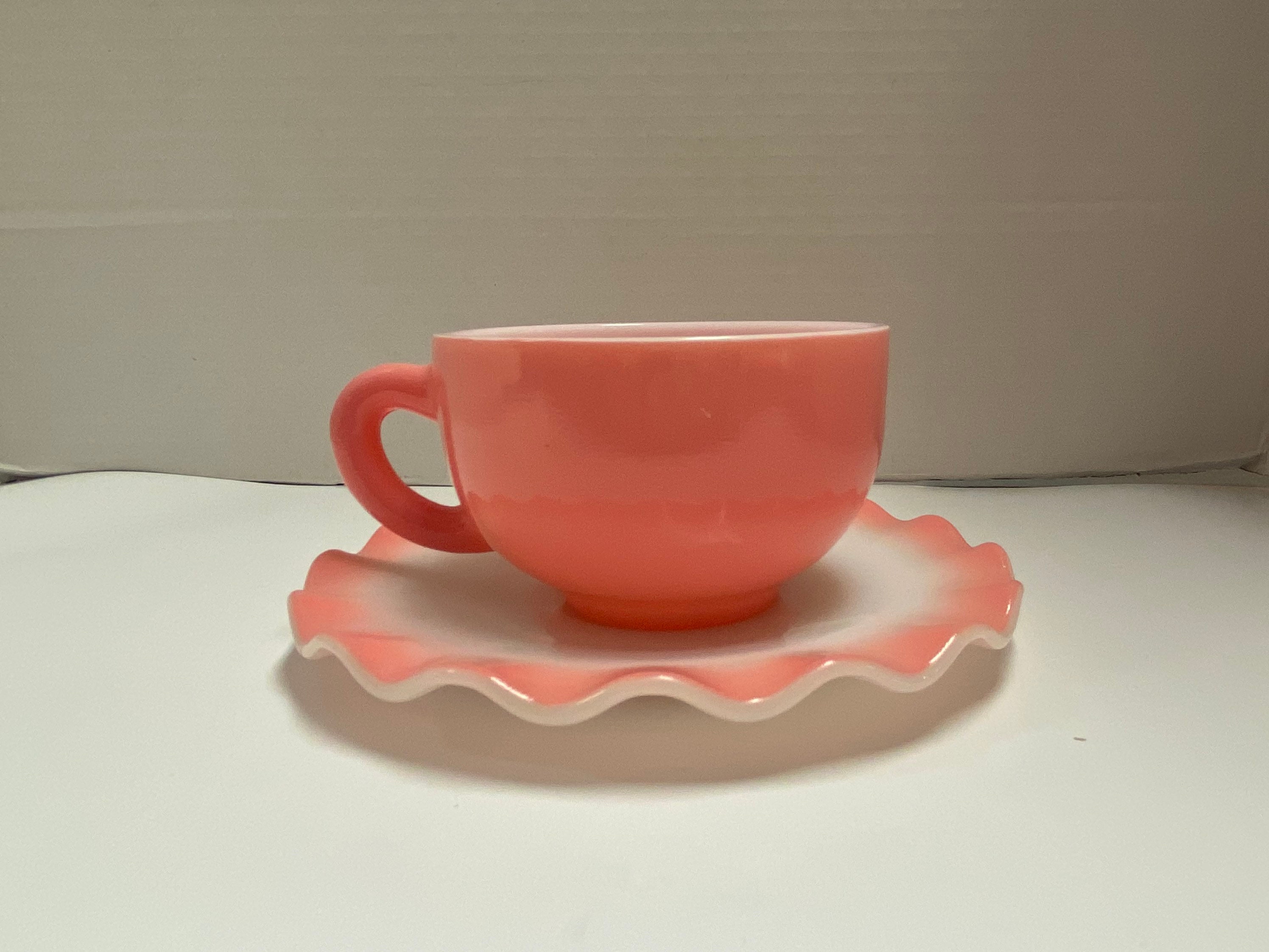 Hazel Atlas Pink Crinoline Cup And Saucer