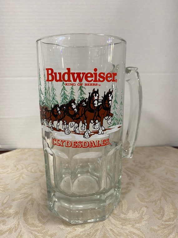 Budweiser Glass Clydesdales Christmas Beer Mug