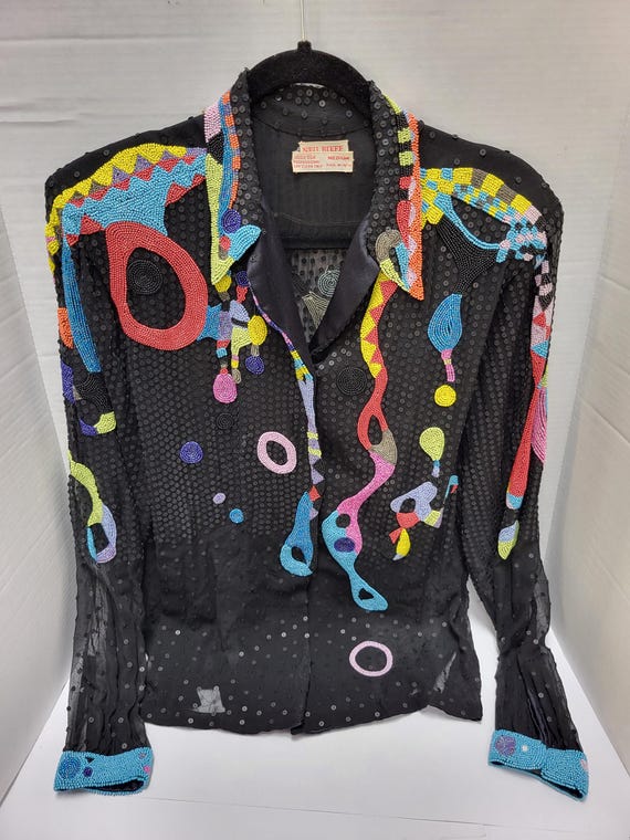 Neil Bieff Silk Beaded Top
