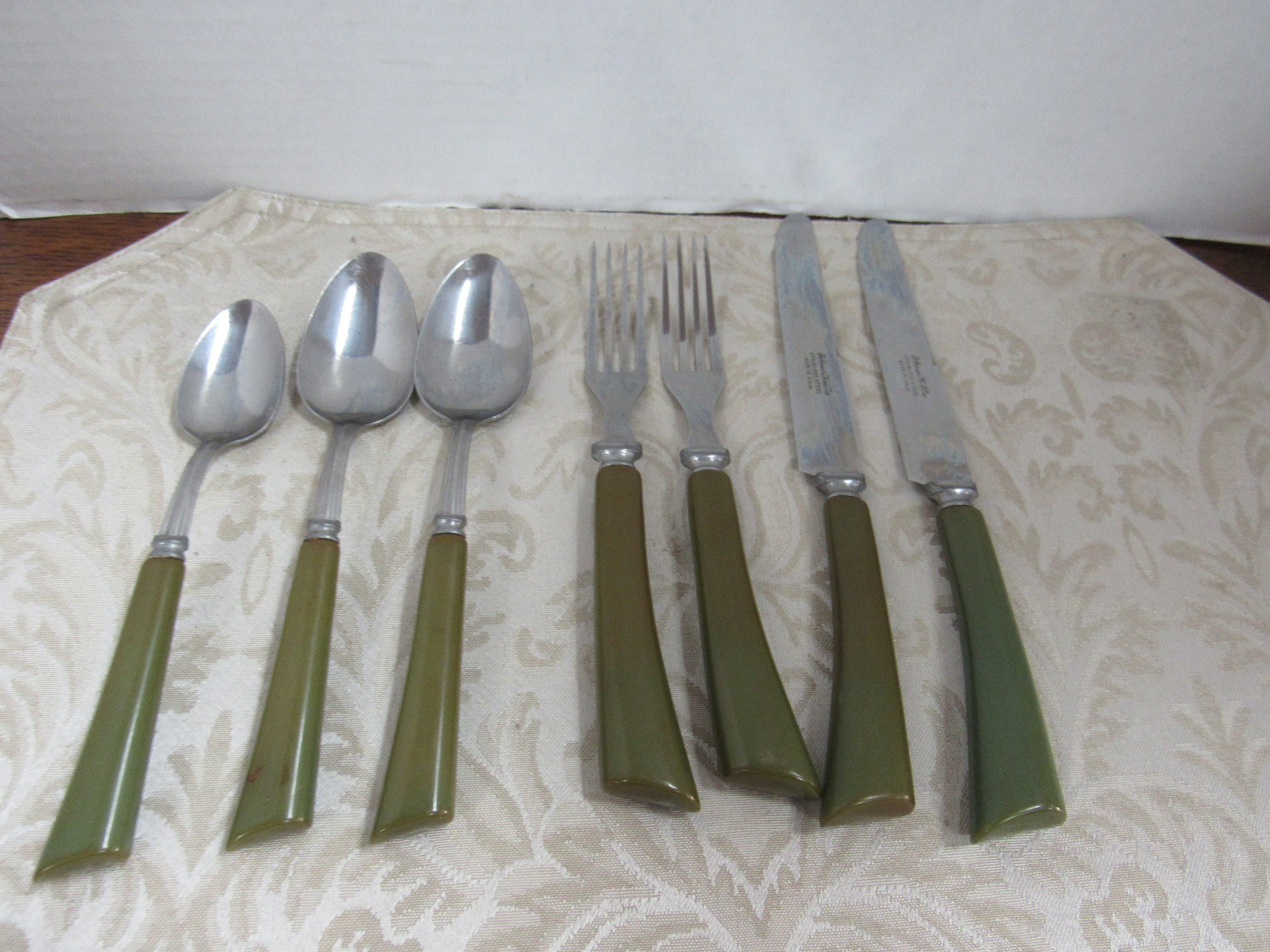 Avocado Green bakelite flatware Robinson Knife Co.