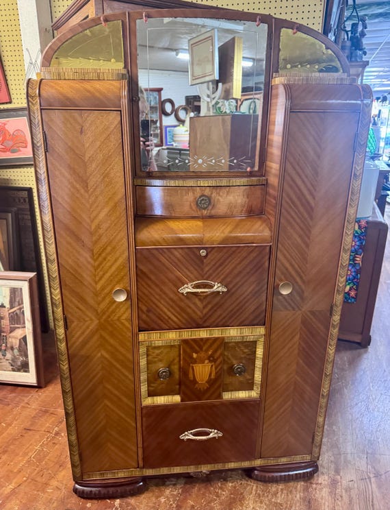 Art Deco Waterfall Chifferobe Armoire