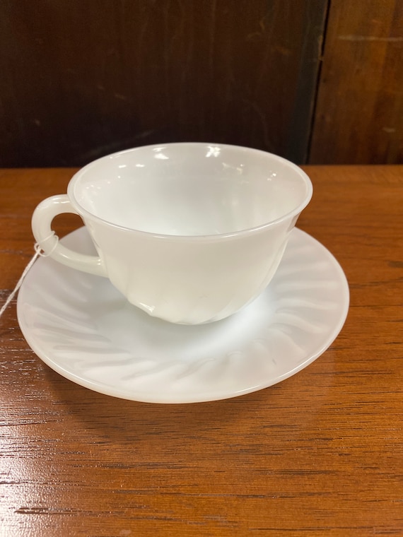 Fire King white swirl cup and saucer