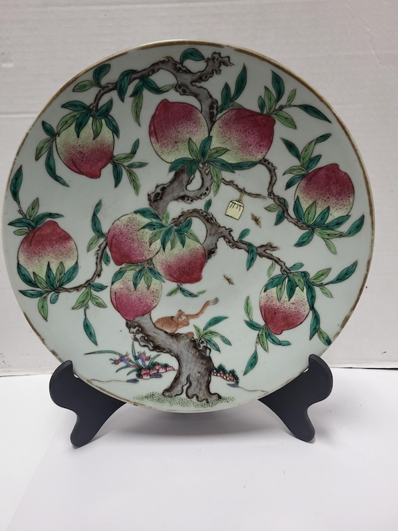 Qing Dynasty Famille Rose Peach Plate